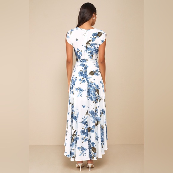 Lulus-French Countryside White Floral Print High-Low Dress - Picture 3 of 5